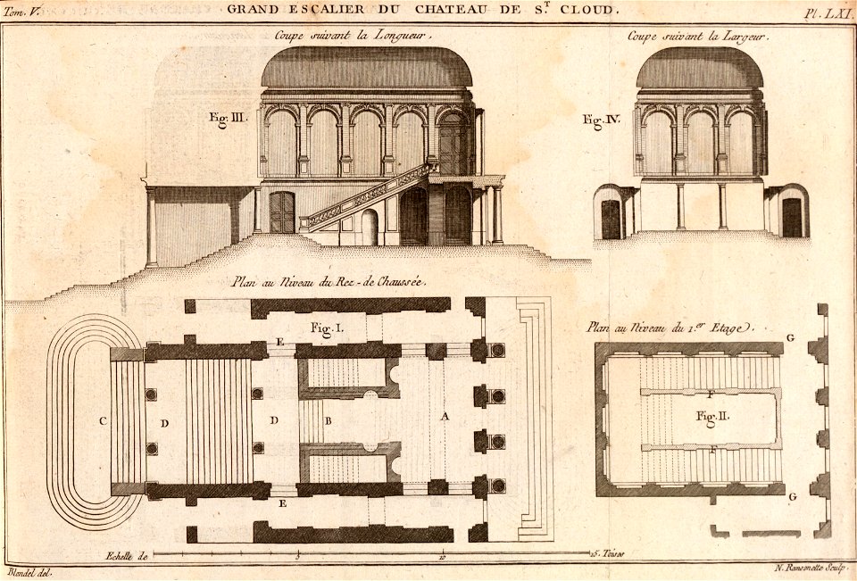 Pierre Nicolas Ransonnette - Blondel - Grand escalier du château de Saint Cloud-V-LXI