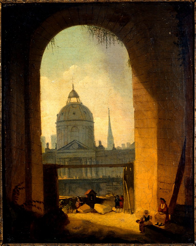 Pierre-Antoine Demachy - Le collège des Quatres-Nations, vu de l'entrée de la cour carrée du Louvre - P77 - Musée Carnavalet