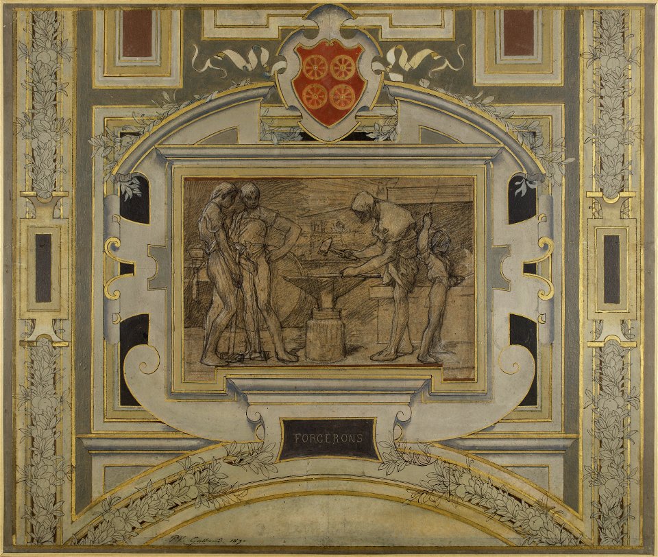 Pierre Victor Galland - Esquisse pour la galerie des Métiers de l'Hôtel de Ville, Forgerons - PPP4445 - Musée des Beaux-Arts de la ville de Paris