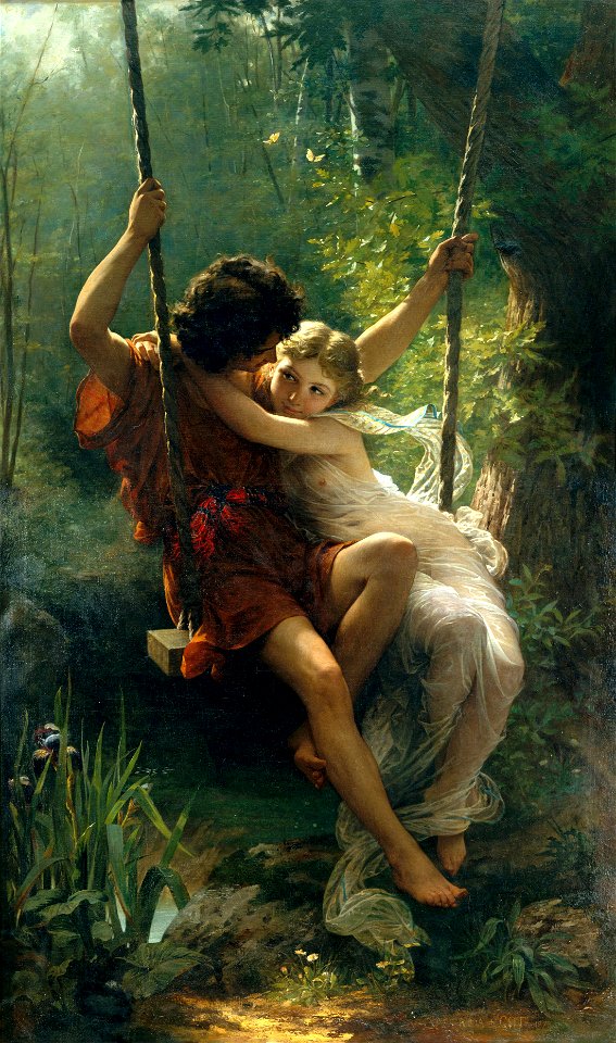 PIERRE-AUGUSTE COT - Primavera (Museo Metropolitano de Nueva York, 1873. Óleo sobre lienzo, 213.4 x 127 cm)