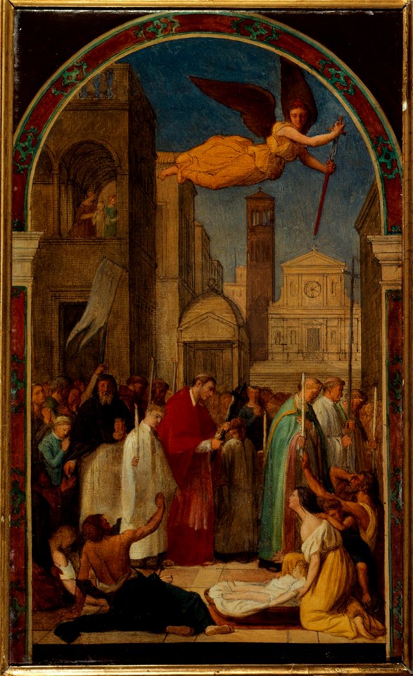 Pierre-Auguste Pichon - Procession de saint Charles Borromée pendant la peste de Milan Esquisse pour la peinture murale de l'église Saint-Sulpice - P2790 - Musée Carnavalet