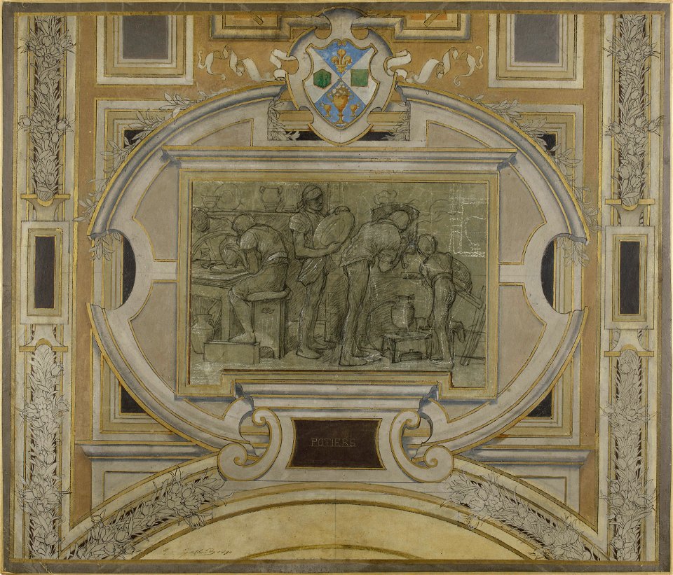 Pierre Victor Galland - Esquisse pour la voute de la galerie des Métiers de l'Hôtel de Ville , Potiers - PPP4441 - Musée des Beaux-Arts de la ville de Paris