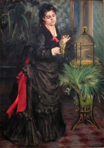 Pierre-Auguste Renoir - La Femme à la perruche. Free illustration for personal and commercial use.