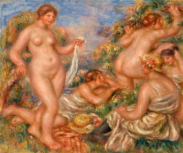 Pierre-Auguste Renoir - Composition, Five Bathers (Composition, cinq baigneuses) - BF902 - Barnes Foundation. Free illustration for personal and commercial use.