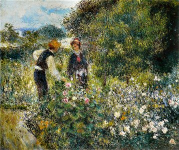 Pierre-Auguste Renoir - La Cueillette des fleurs. Free illustration for personal and commercial use.