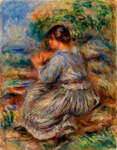 Pierre-Auguste Renoir - Girl Seated in a Landscape (Jeune fille assise dans un jardin) - BF11 - Barnes Foundation