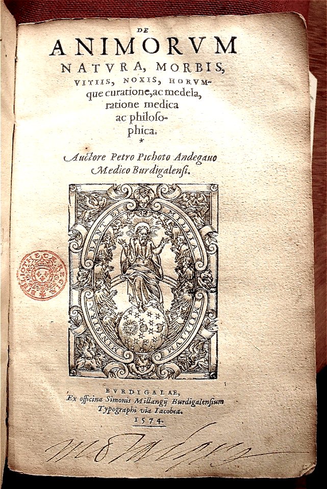 Pierre Pichot - Animorum etc (Pge titre - signé Michel de Montaigne)