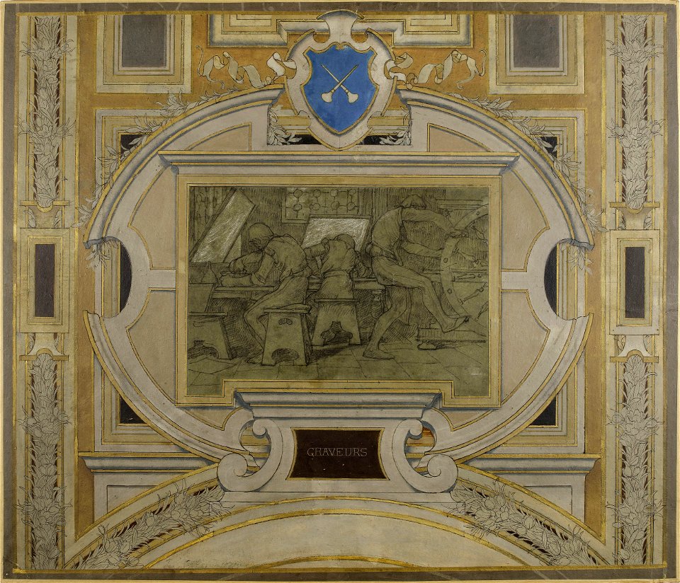 Pierre Victor Galland - Esquisse pour la galerie des Métiers de l'Hôtel de Ville , Graveurs - PPP4443 - Musée des Beaux-Arts de la ville de Paris