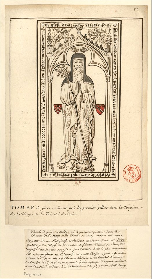 Pierre tombale de Marie de Varignières (original)