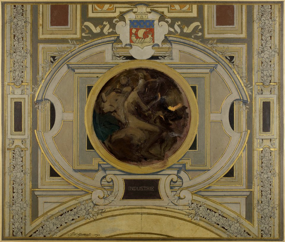 Pierre Victor Galland - Esquisse pour la voûte de la galerie des Métiers de l'Hôtel de Ville , Industrie - PPP4439 - Musée des Beaux-Arts de la ville de Paris
