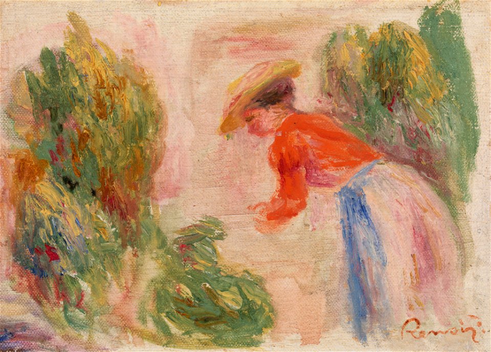 Pierre-Auguste Renoir - Woman Gathering Flowers (Femme cueillant des fleurs) - BF56 - Barnes Foundation