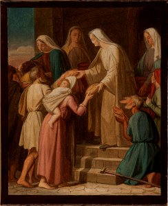 Pierre-Auguste Pichon - Esquisse pour l'église Saint-Eustache , Sainte Geneviève distribuant le pain aux pauvres. - PPP4761 - Musée des Beaux-Arts de la ville de Paris