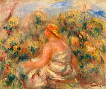 Pierre-Auguste Renoir - Woman with Hat in a Landscape (Femme avec chapeau dans un paysage) - BF38 - Barnes Foundation