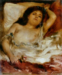 Pierre-Auguste Renoir - Femme demi-nue couchée. Free illustration for personal and commercial use.