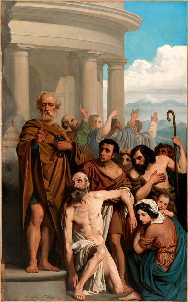 Pierre-Jules Jollivet - Esquisse pour l'ancienne église Saint-Ambroise , Saint Pierre guérissant un boiteux à la porte du temple - PPP4720 - Musée des Beaux-Arts de la ville de Paris