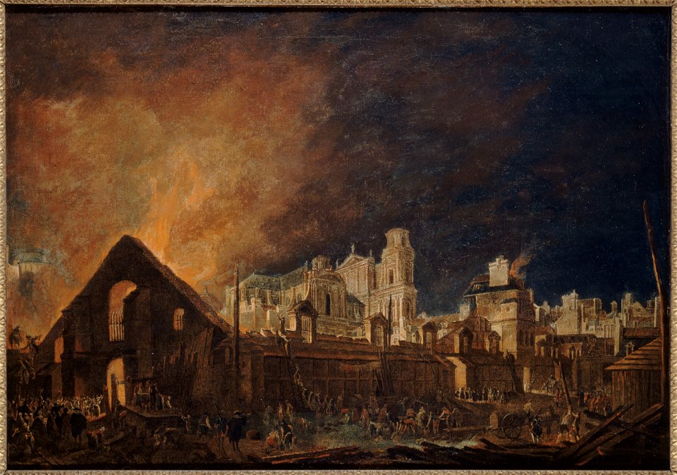Pierre-Antoine Demachy - La Foire Saint-Germain pendant l'incendie (nuit du 16 au 17 mars 1762) - P667 - Musée Carnavalet