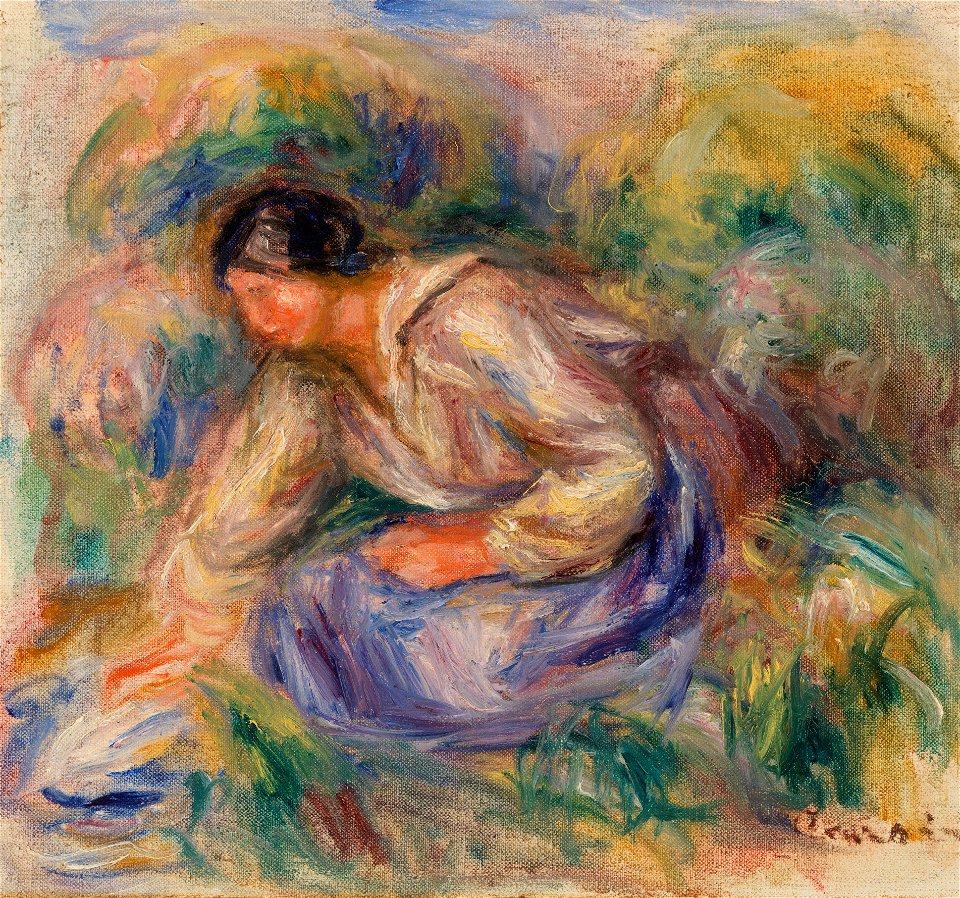 Pierre-Auguste Renoir - Woman in Blue Skirt (Femme en jupe bleue) - BF234 - Barnes Foundation