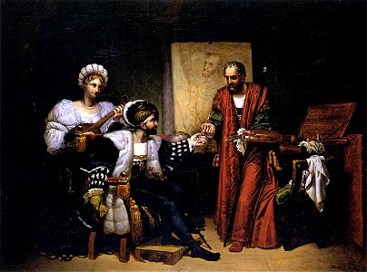 Pierre-Nolasque Bergeret - Charles V Picking up Titian's Paintbrush - WGA01942