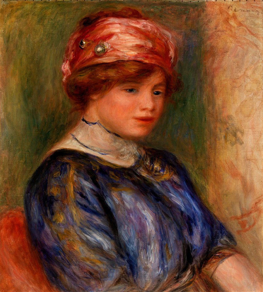 Pierre-Auguste Renoir - Young Woman in Blue, Bust (Jeune femme en corsage bleu, buste) - BF230 - Barnes Foundation