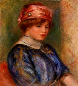 Pierre-Auguste Renoir - Young Woman in Blue, Bust (Jeune femme en corsage bleu, buste) - BF230 - Barnes Foundation