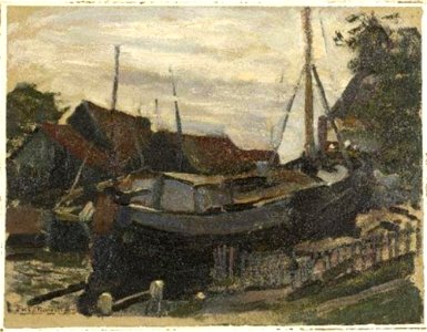 Piet Mondriaan - Drydock at Durgerdam, oil sketch - 0334262 - Kunstmuseum Den Haag