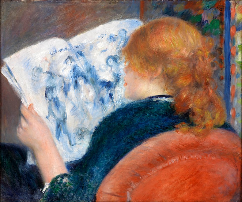 Pierre-Auguste Renoir - Young Woman Reading an Illustrated Journal - 22.125 - Rhode Island School of Design Museum
