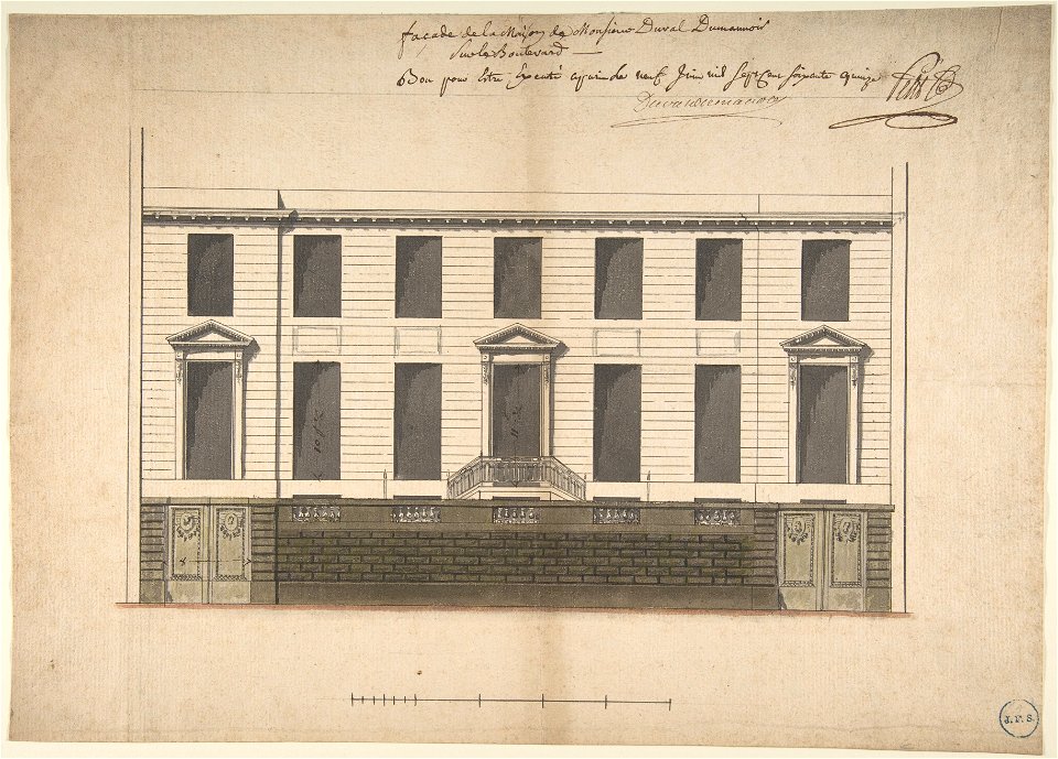 Pierre-Jean-Baptiste Chaussard, Elevation for the Court Front of the Hotel de Duval Dumanoir on Blvd. Montmartre, Paris