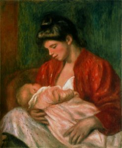 Pierre-Auguste Renoir - La Jeune Mère. Free illustration for personal and commercial use.