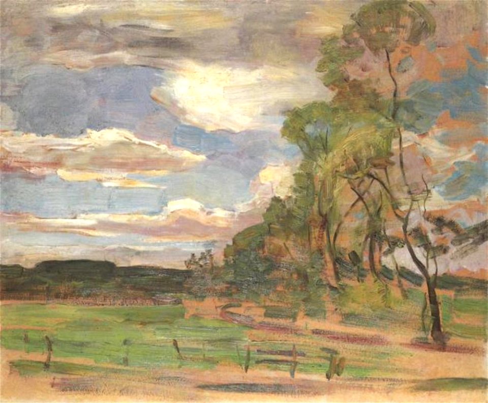 Piet Mondriaan - Field with gate and trees at right - A582 - Piet Mondrian, catalogue raisonné