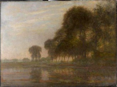 Piet Mondriaan - Bend in the Gein with poplars, three isolated, and farm woman with cows - 0334231 - Kunstmuseum Den Haag