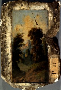 Pierre-Luc-Charles Ciceri - Paysage peint sur une pierre provenant de la prison de Clichy - P54 - Musée Carnavalet