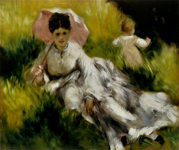 Pierre-Auguste Renoir - Femme à l'ombrelle et enfant