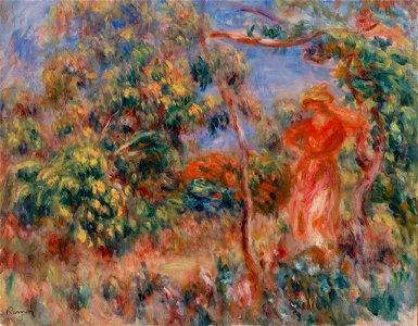 Pierre-Auguste Renoir - Woman in Red in a Landscape (Femme en rouge dans un paysage) - BF877 - Barnes Foundation