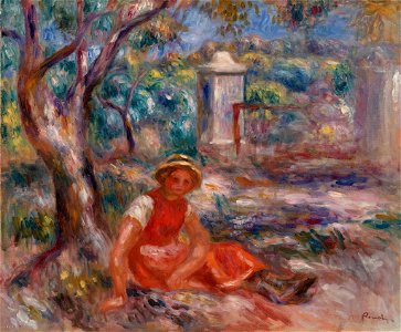 Pierre-Auguste Renoir - Girl at the Foot of a Tree (Fillette au pied d'un arbre) - BF255 - Barnes Foundation