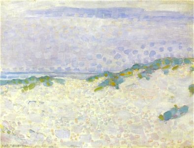 Piet Mondriaan - Pointillist study with dunes and sea - A706 - Piet Mondrian, catalogue raisonné. Free illustration for personal and commercial use.