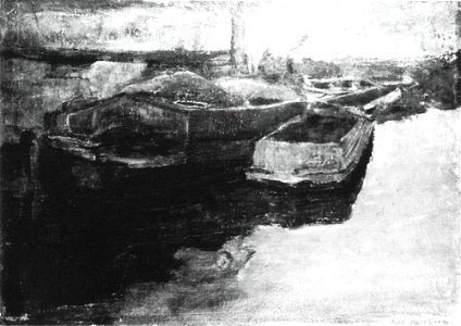 Piet Mondriaan - Moored tjalk and other barges - A524 - Piet Mondrian, catalogue raisonné