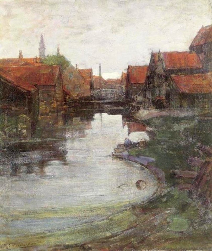 Piet Mondriaan - Lange Bleekerssloot with tower of the West Church - A179 - Piet Mondrian, catalogue raisonné