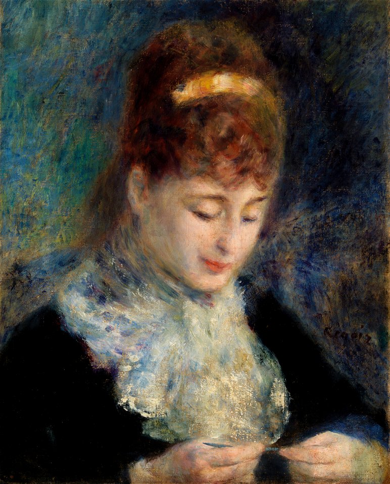 Pierre-Auguste Renoir - Woman Crocheting (Femme faisant du crochet) - BF108 - Barnes Foundation
