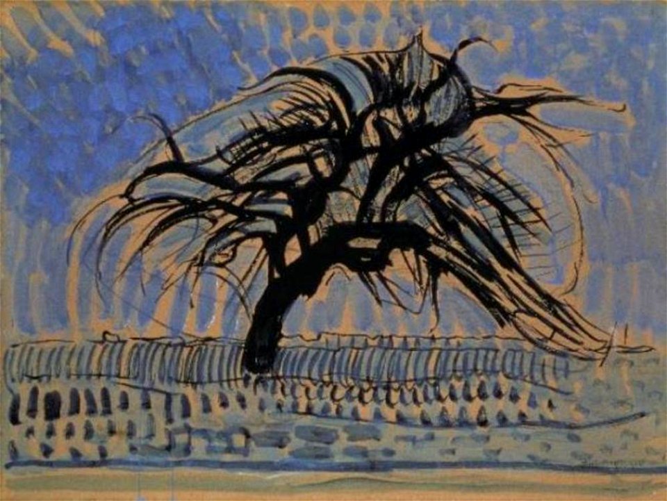 Piet Mondriaan - Apple tree in blue - A672 - Piet Mondrian, catalogue raisonné