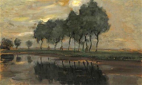 Piet Mondriaan - Bend in the Gein with row of eleven poplars III - A487 - Piet Mondrian, catalogue raisonné