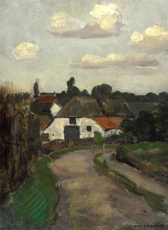 Piet Mondriaan - Roadway and farm building near Arnhem - A286 - Piet Mondrian, catalogue raisonné