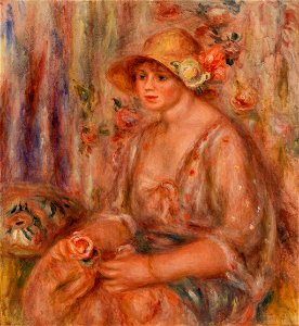 Pierre-Auguste Renoir - Woman in Muslin Dress (Femme en robe de mousseline) - BF145 - Barnes Foundation