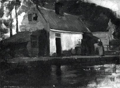 Piet Mondriaan - Small house along a canal - A154a - Piet Mondrian, catalogue raisonné