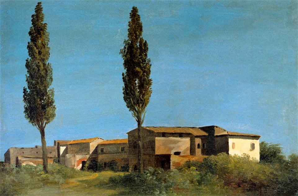Pierre-Henri de Valenciennes - Farm-buildings at the Villa Farnese - the Two Poplar Trees - WGA24229