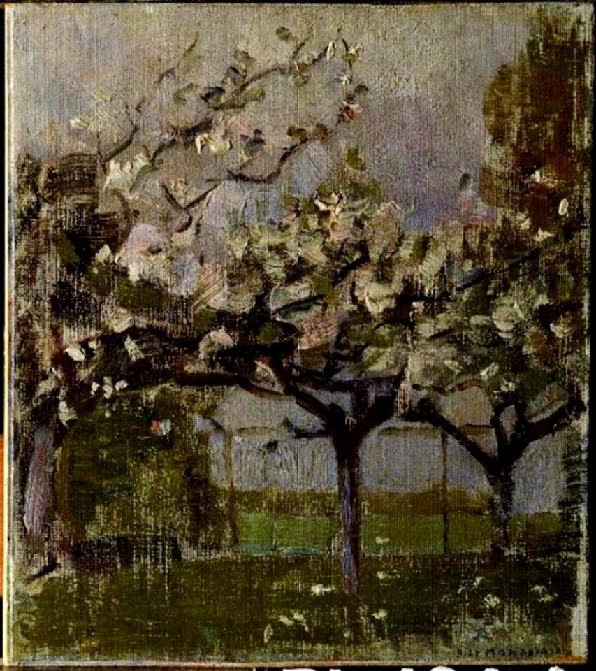 Piet Mondriaan - Blossoming trees before a haystack - 0334226 - Kunstmuseum Den Haag