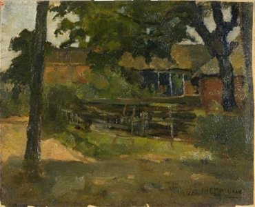 Piet Mondriaan - Farmstead in Het Gooi, viewed between trees and over fence - 0334258 - Kunstmuseum Den Haag