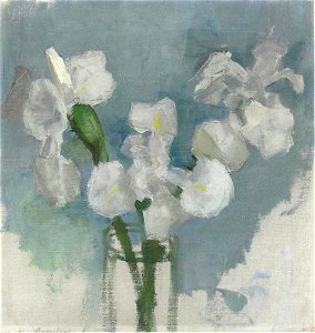 Piet Mondriaan - White irises against a light blue background I - A628 - Piet Mondrian, catalogue raisonné