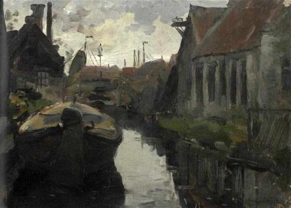Piet Mondriaan - Lange Bleekerssloot with barge - A180 - Piet Mondrian, catalogue raisonné