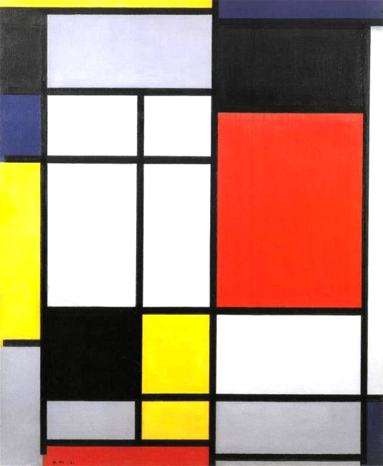 Piet Mondriaan - Composition with yellow, blue, black, red, and gray - B116 - Piet Mondrian, catalogue raisonné