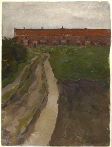 Piet Mondriaan - Country lane with row of workers' houses - 0334215 - Kunstmuseum Den Haag